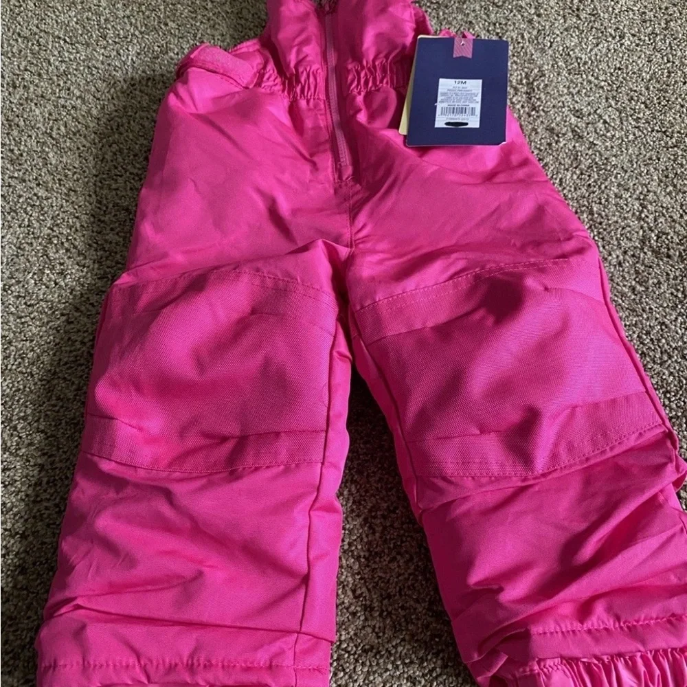 NWT Cherokee Kids Heavyweight Snow Bibs - Bright Pink - 12M